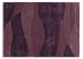 Purple abstract rug with wavy patterns